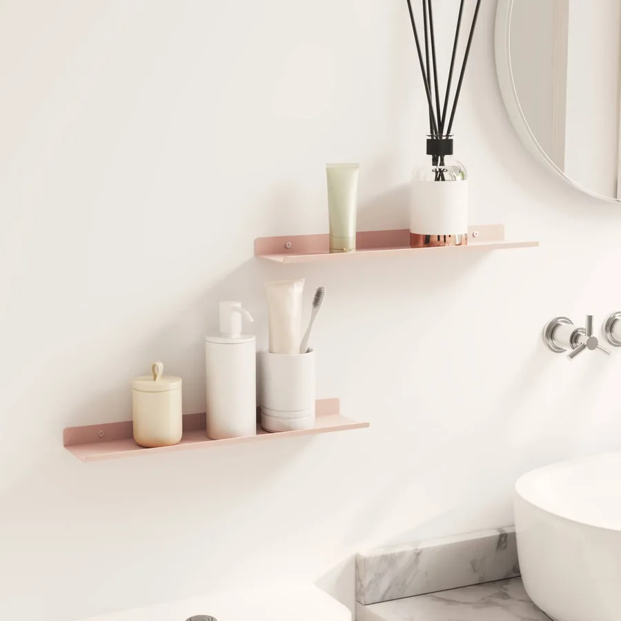 Étagère flottante 2 pcs Rose 40 x 8,5 x 2,5 cm Acier - 4