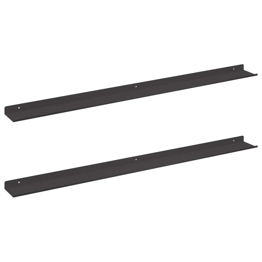 Étagère flottante 2 pcs Noir 100 x 9 x 2,5 cm Acier - 2