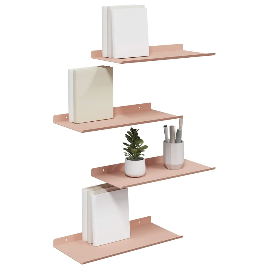Étagère flottante 4 pcs Rose 40 x 18 x 2,5 cm Acier - 3