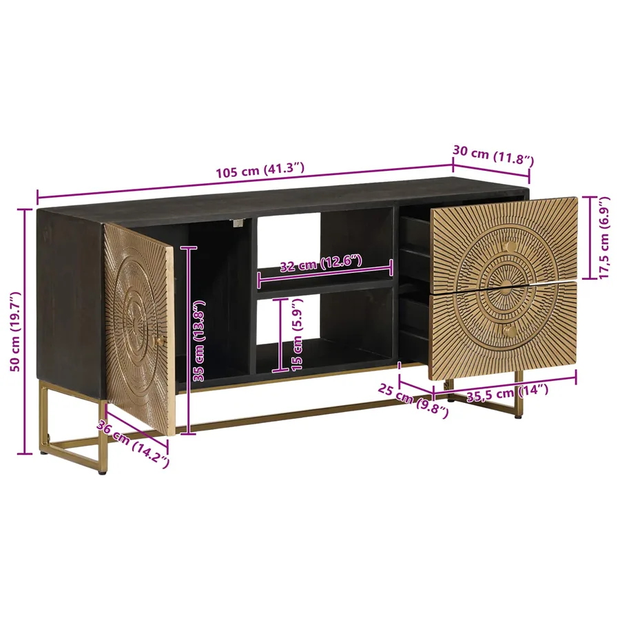 Meuble TV avec tiroir avec étagère Laiton 105 x 30 x 50 cm - 11
