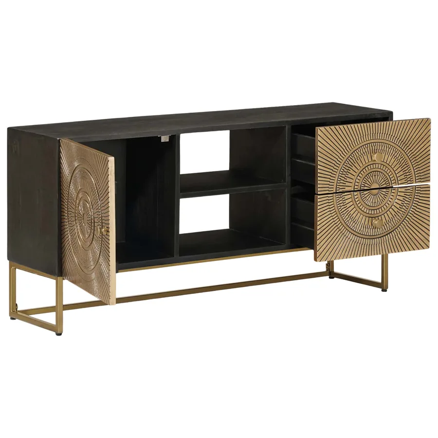Meuble TV avec tiroir avec étagère Laiton 105 x 30 x 50 cm - 2