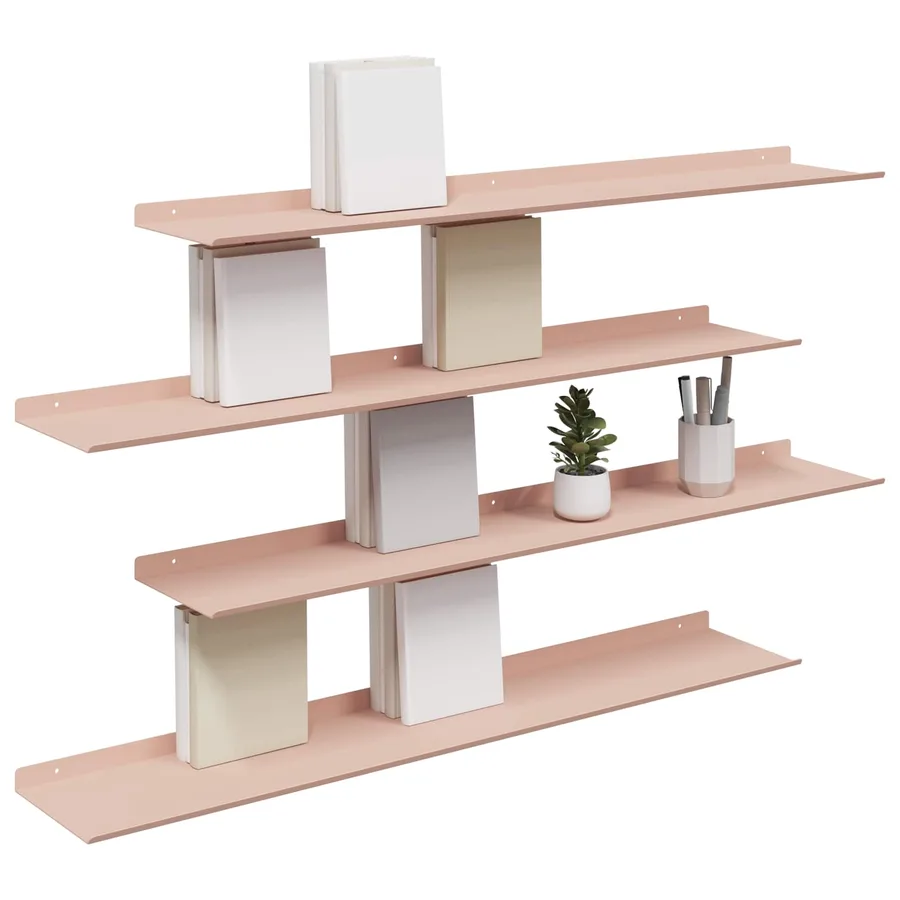 Étagère flottante 4 pcs Rose 100 x 18 x 2,5 cm Acier - 3