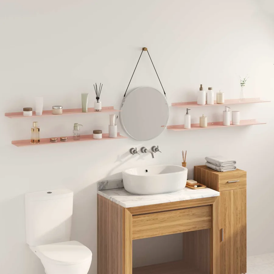 Étagère flottante 4 pcs Rose 100 x 18 x 2,5 cm Acier - 4