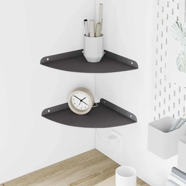 Étagère Flottante d'Angle 2 pcs Noir 24 x 24 x 2 cm