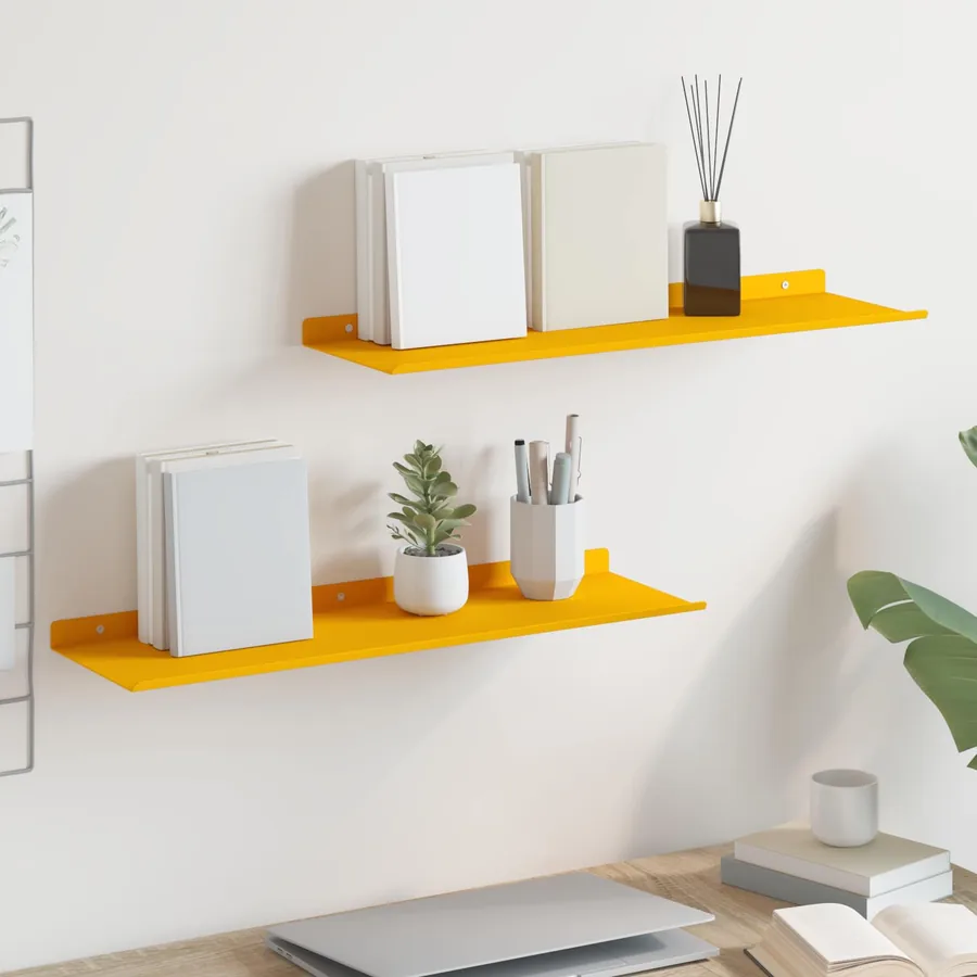 Étagère flottante 2 pcs Jaune moutarde 60 x 18 x 2,5 cm Acier