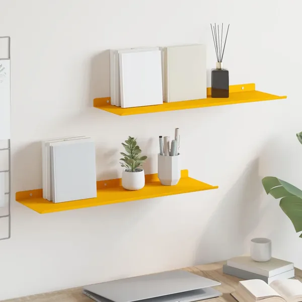 Étagère flottante 2 pcs Jaune moutarde 60 x 18 x 2,5 cm Acier