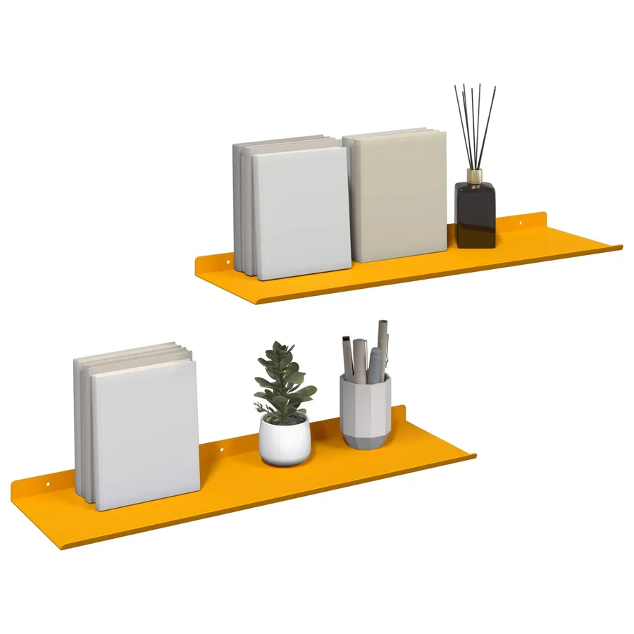 Étagère flottante 2 pcs Jaune moutarde 60 x 18 x 2,5 cm Acier - 3