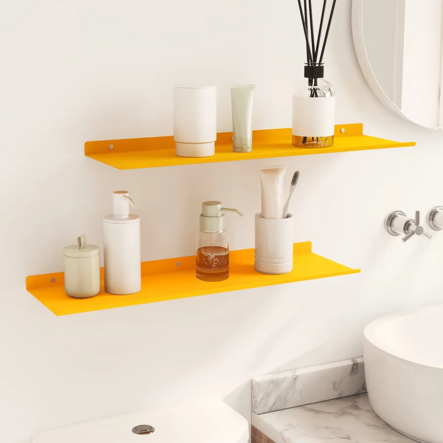 Étagère flottante 2 pcs Jaune moutarde 60 x 18 x 2,5 cm Acier - 4