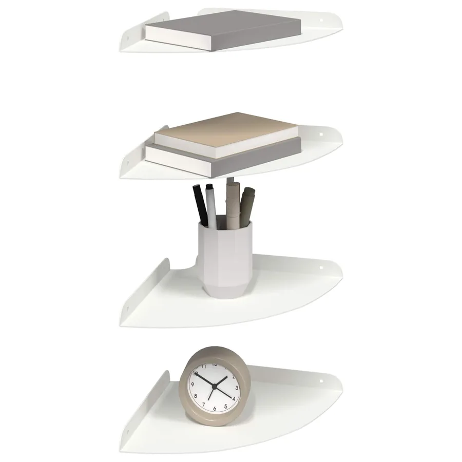 Étagère flottante avec étagère 4 pcs Blanc 24 x 24 x 2 cm - 3