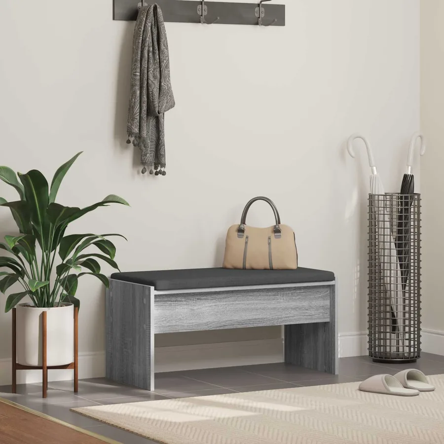 Banc d'entrée avec coussin Gris Sonoma 83 x 38 x 40 cm