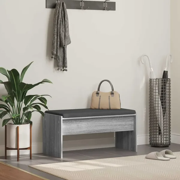 Banc d'entrée avec coussin Gris Sonoma 83 x 38 x 40 cm
