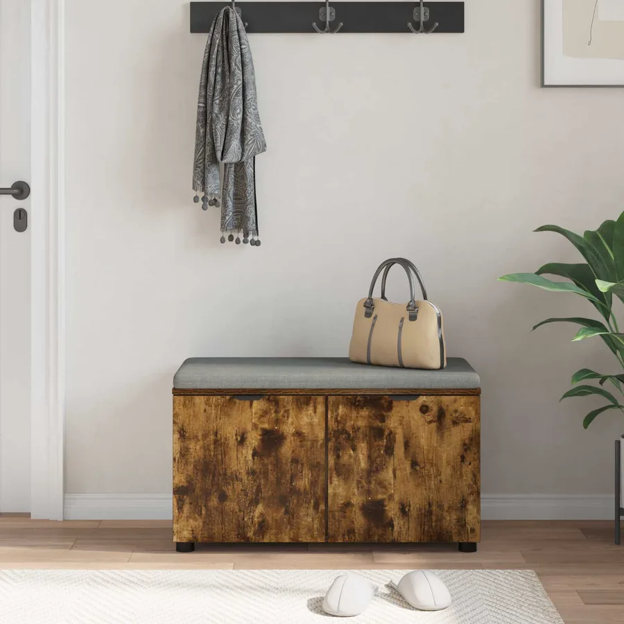 Banc d'entrée avec coussin Chêne Fumé 80 x 38 x 46 cm - 4