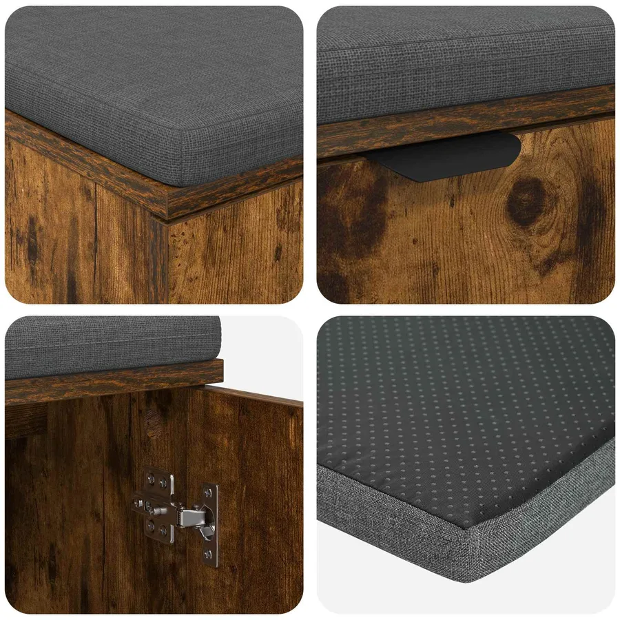 Banc d'entrée avec coussin Chêne Fumé 80 x 38 x 46 cm - 9
