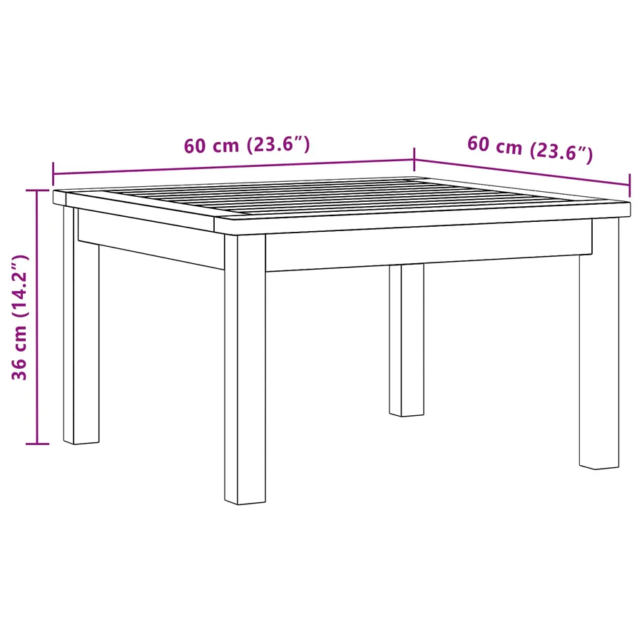 Table basse Acacia clair 60 x 60 x 36 cm Bois d'Acacia Massif - 7