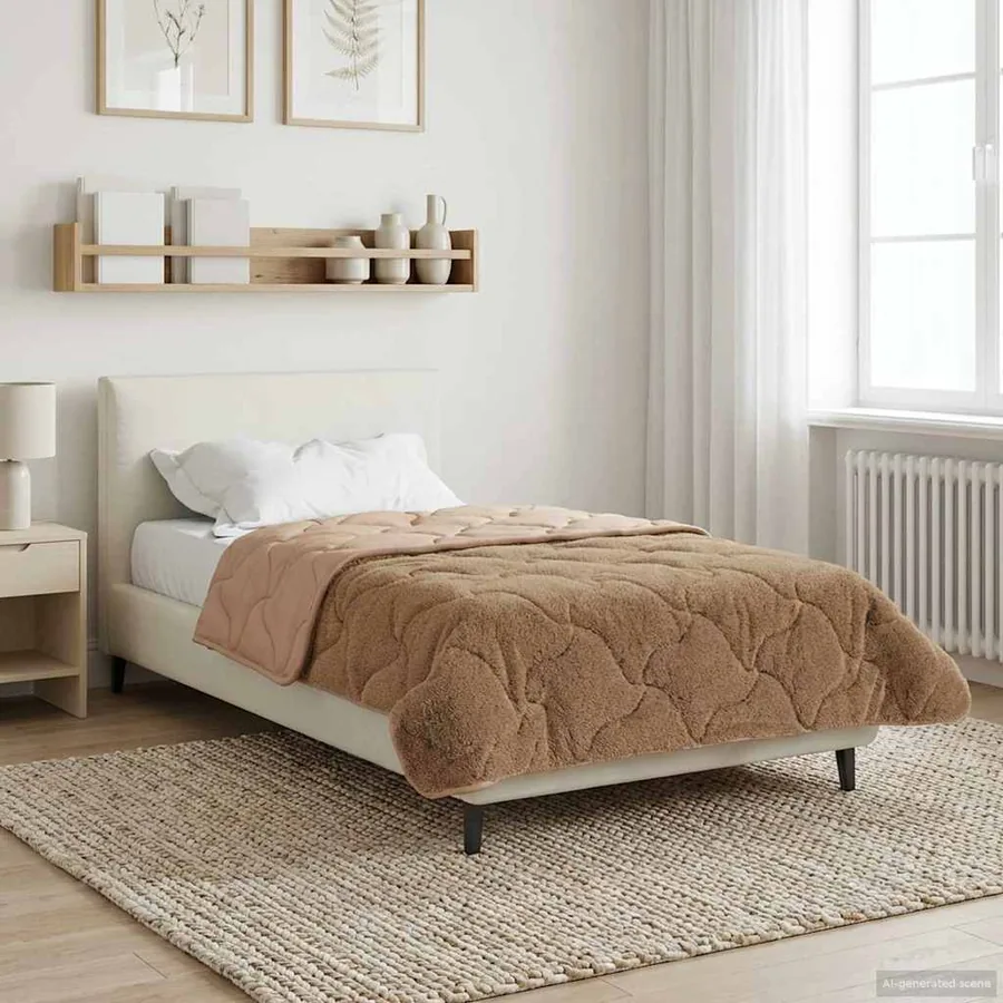 Duvet d'hiver Taupe 155 x 200 cm Microfibre et polaire Teddy