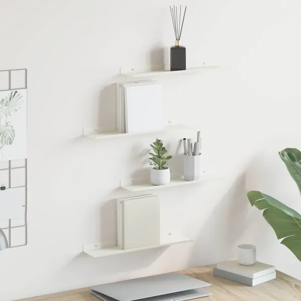 Étagère flottante 4 pcs Blanc 40 x 8,5 x 2,5 cm Acier