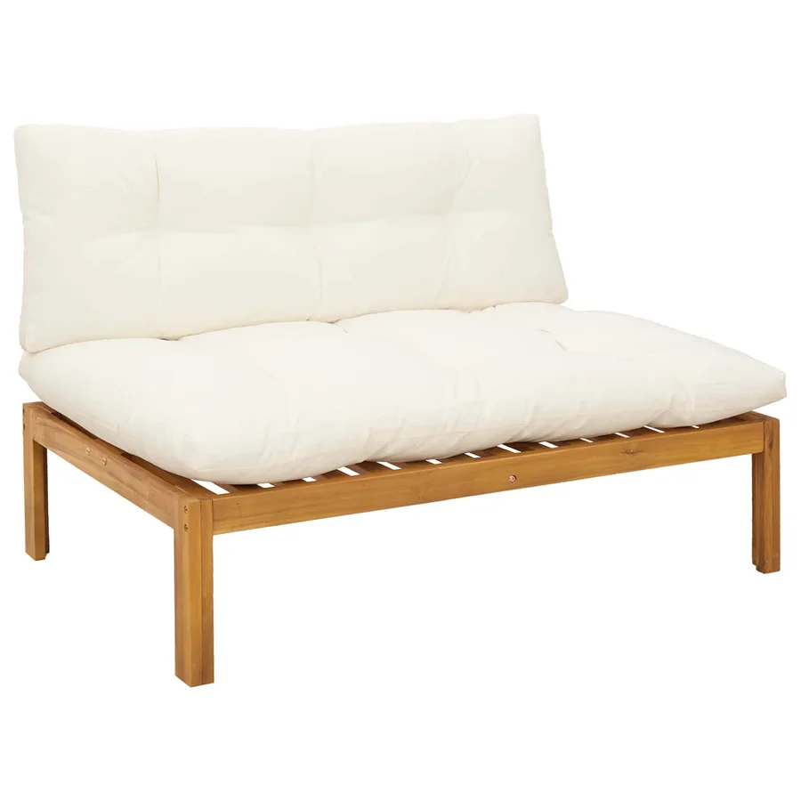 Sofa de jardin milieu Blanc Naturel et Crème Bois d'acacia - 2