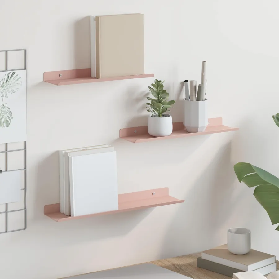 Étagère flottante 3 pcs Rose 40 x 9 x 2,5 cm Acier