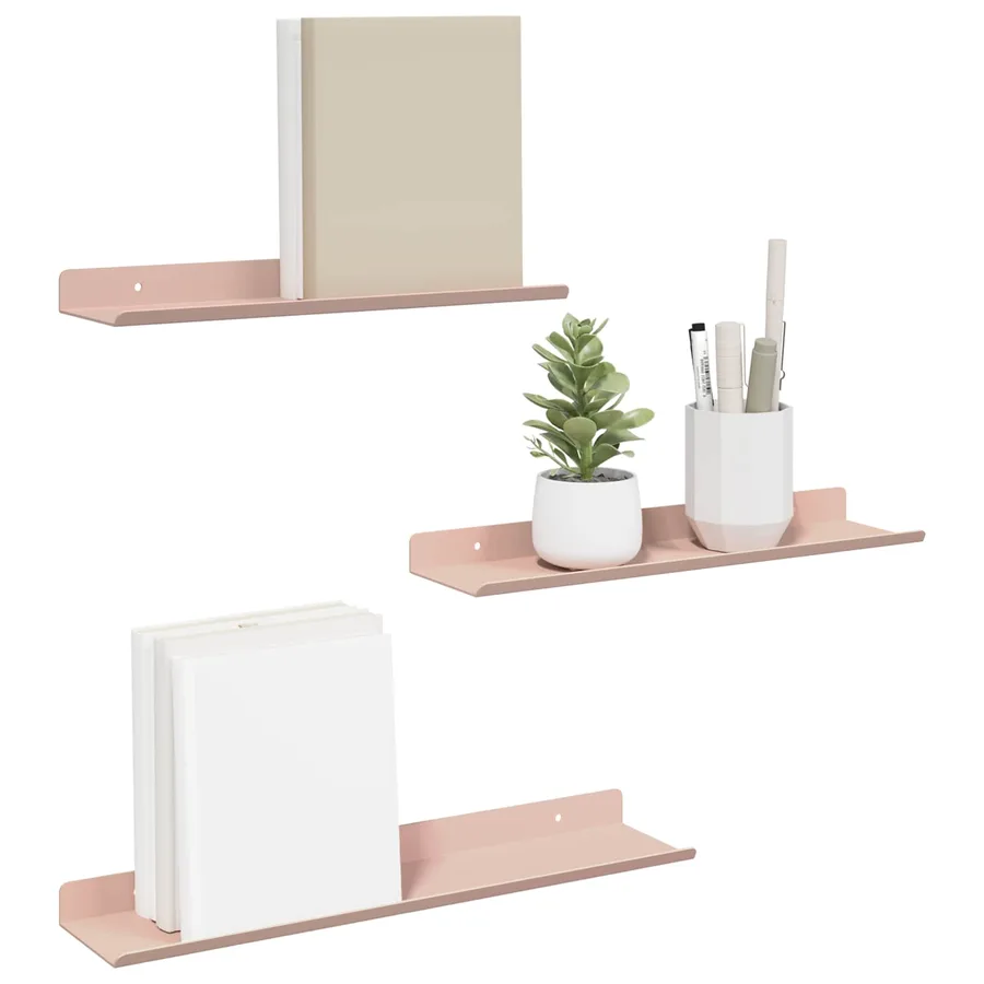Étagère flottante 3 pcs Rose 40 x 9 x 2,5 cm Acier - 3