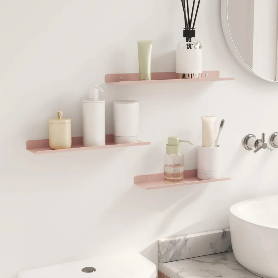 Étagère flottante 3 pcs Rose 40 x 9 x 2,5 cm Acier - 4