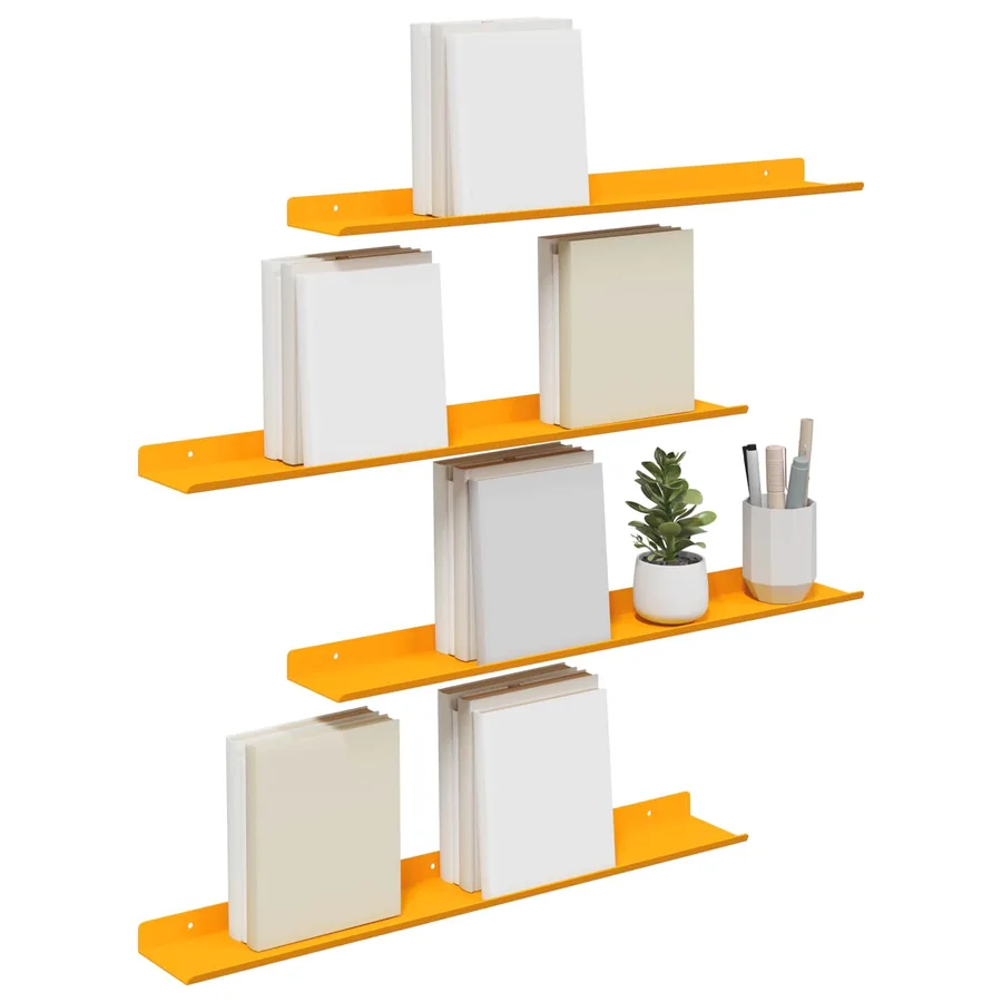 Étagère flottante 4 pcs Jaune moutarde 60 x 8,5 x 2,5 cm Acier - 3