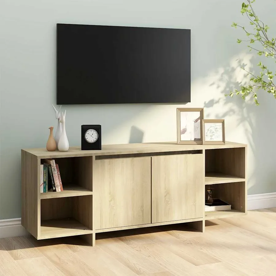 Meuble TV chêne sonoma 130x35x50 cm bois d'ingénierie - 3