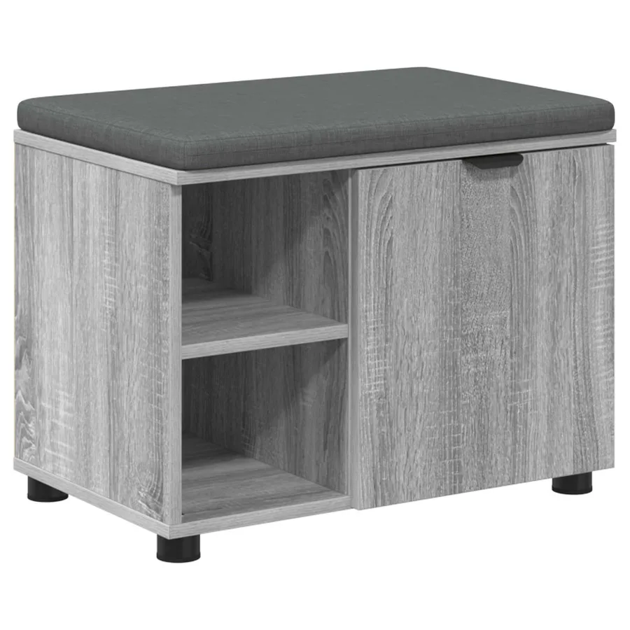 Banc d'entrée avec coussin Gris Sonoma 60 x 38 x 46 cm - 2