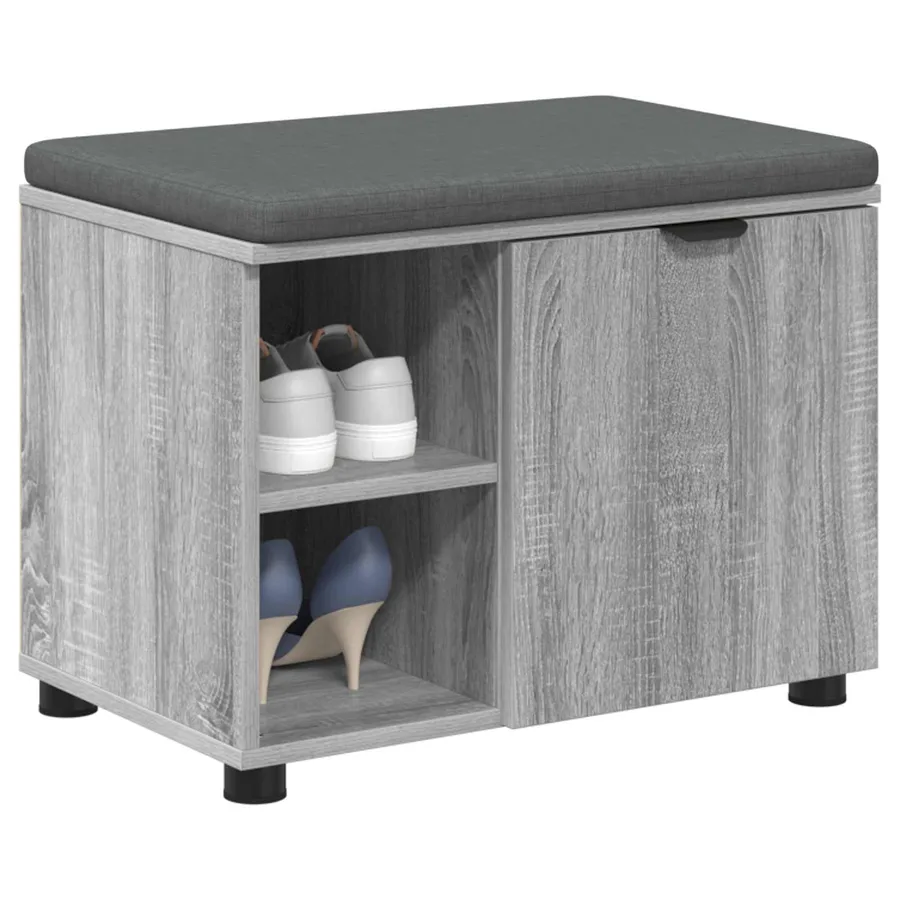 Banc d'entrée avec coussin Gris Sonoma 60 x 38 x 46 cm - 3