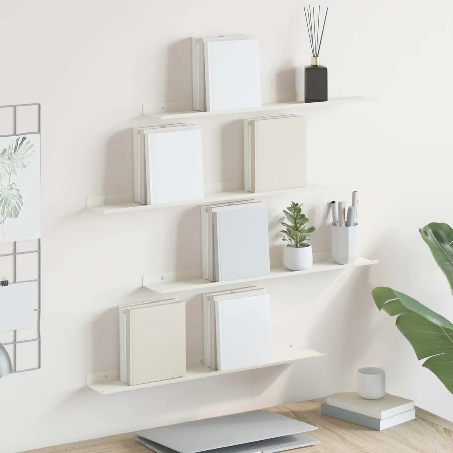 Étagère flottante 4 pcs Blanc 60 x 8,5 x 2,5 cm Acier