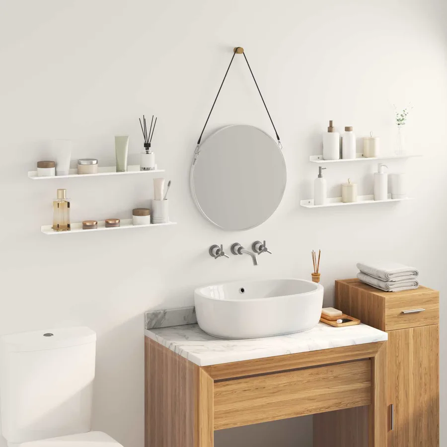 Étagère flottante 4 pcs Blanc 60 x 8,5 x 2,5 cm Acier - 4