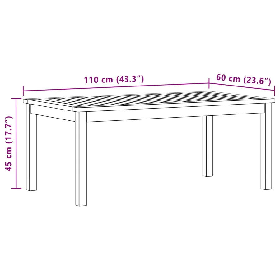 Table basse Acacia clair 110 x 60 x 45 cm Bois d'Acacia Massif - 7