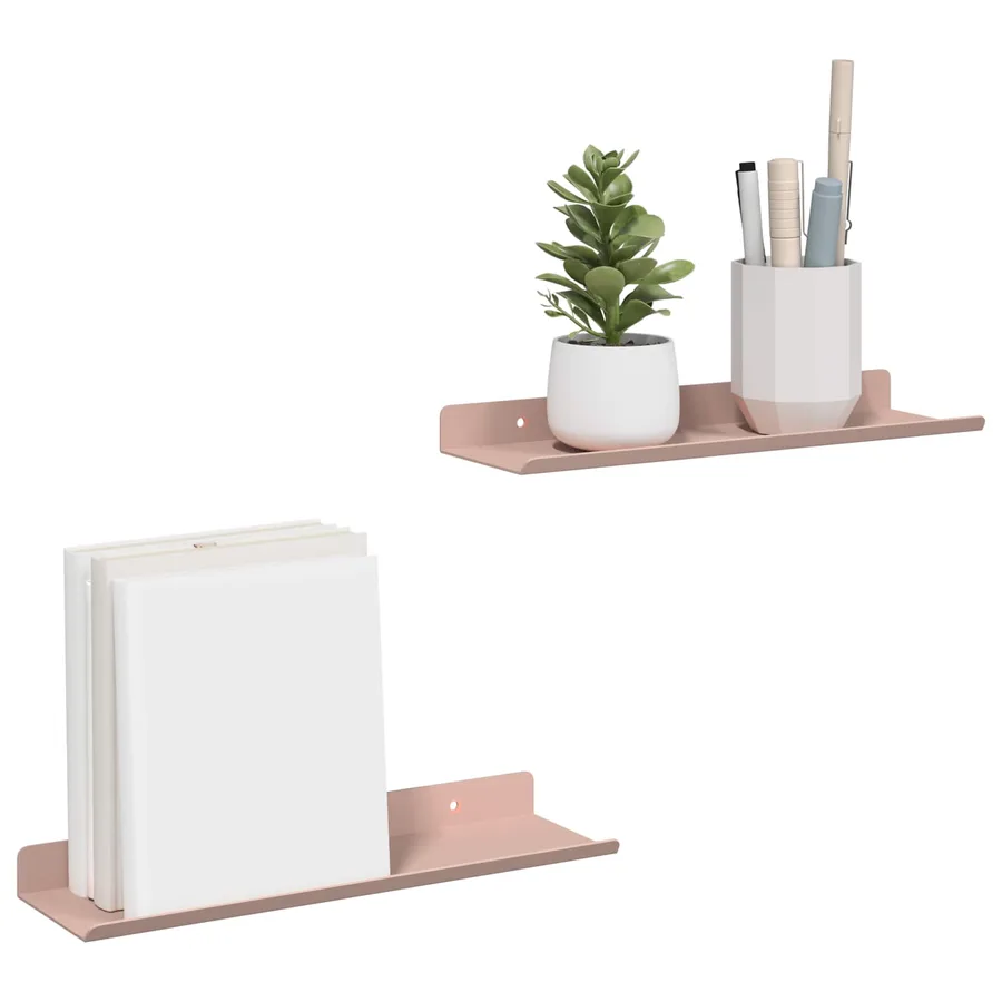 Étagère flottante 2 pcs Rose 30 x 9 x 2,5 cm Acier - 3
