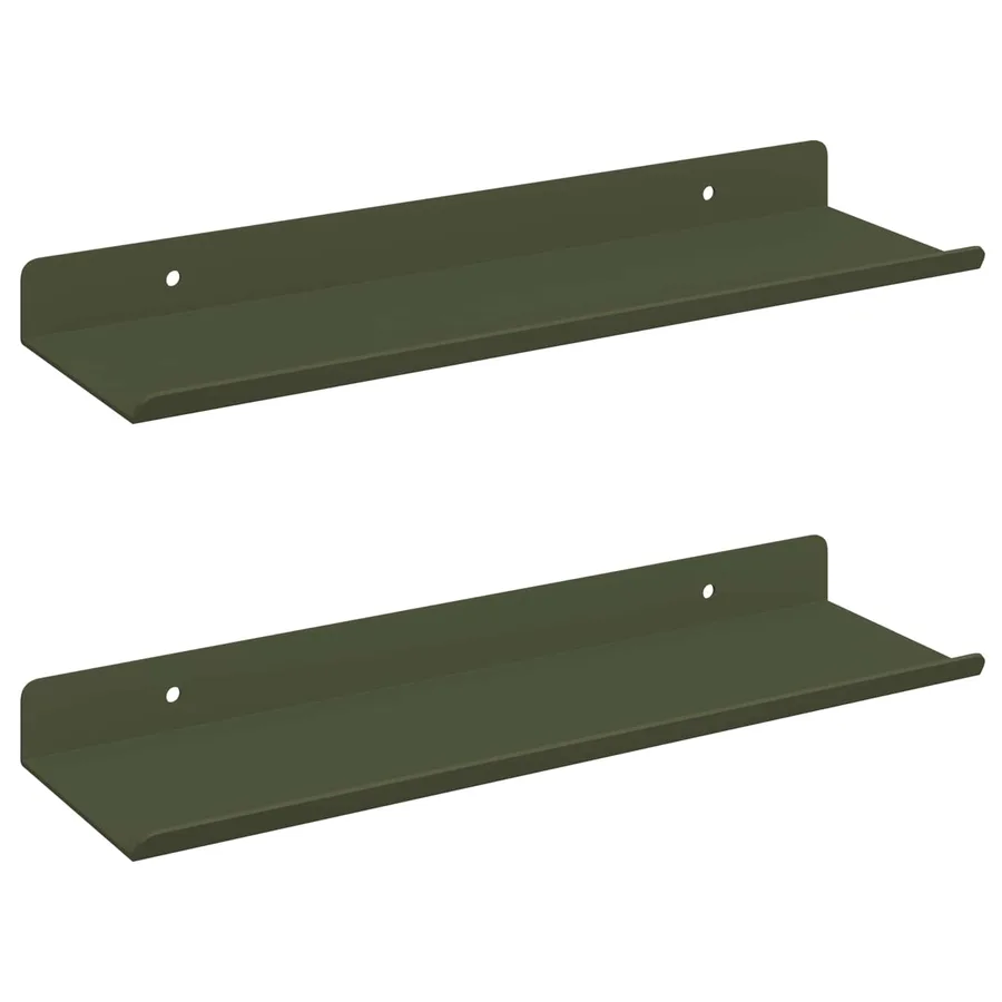 Étagère flottante 2 pcs Vert olive 30 x 9 x 2,5 cm Acier - 2