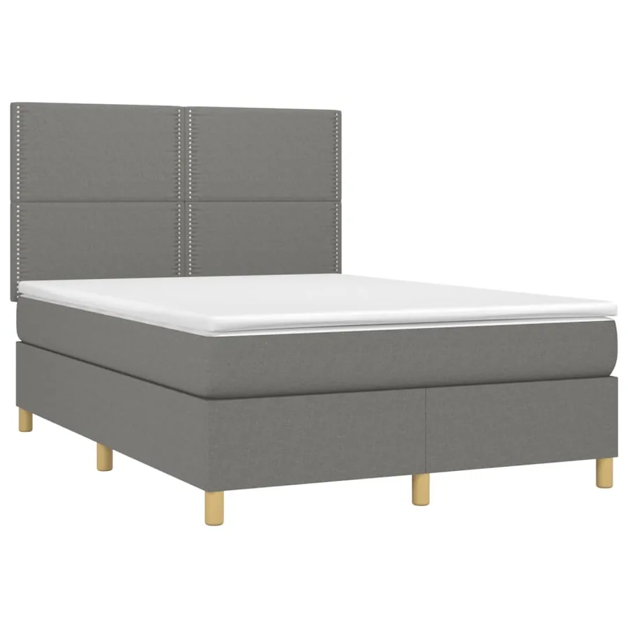 Sommier à lattes de lit avec matelas Gris foncé 140x190cm Tissu - 3
