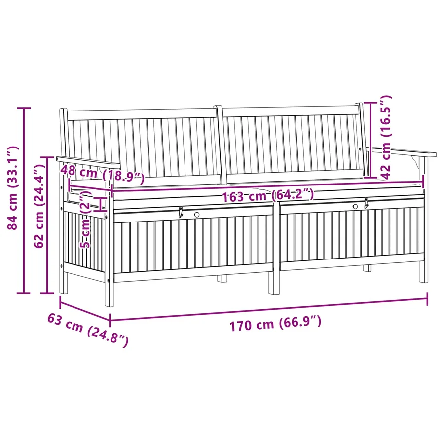 Banc de rangement 2 -Seater 170 x 63 x 84 cm Rectangulaire - 8