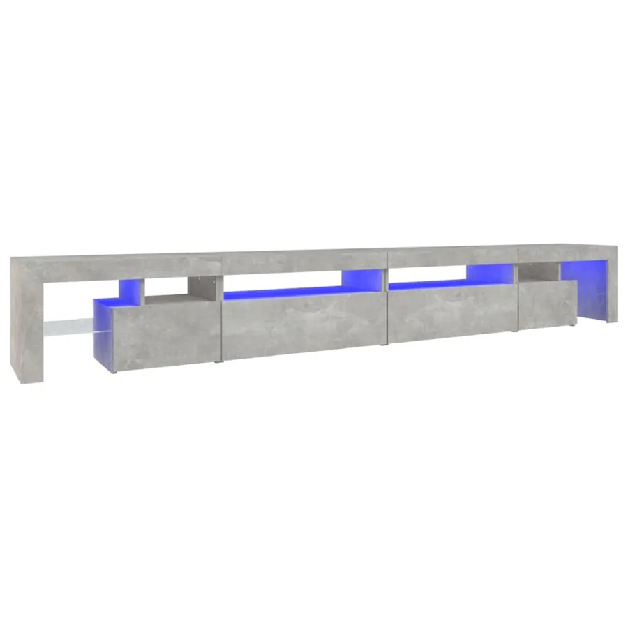 Meuble TV avec lumières LED Gris béton 290x36,5x40 cm - 2