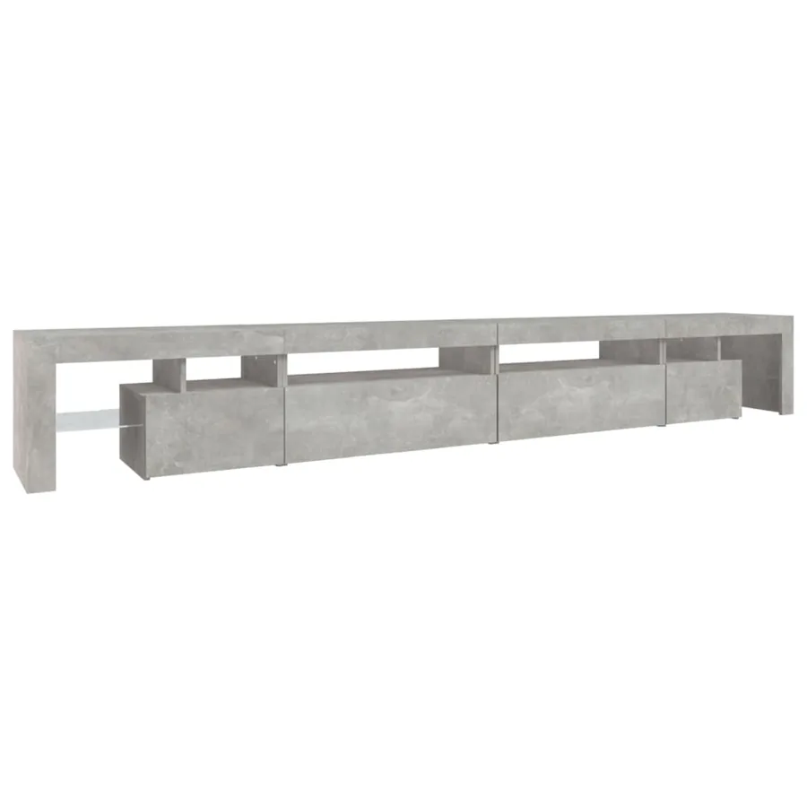 Meuble TV avec lumières LED Gris béton 290x36,5x40 cm - 7