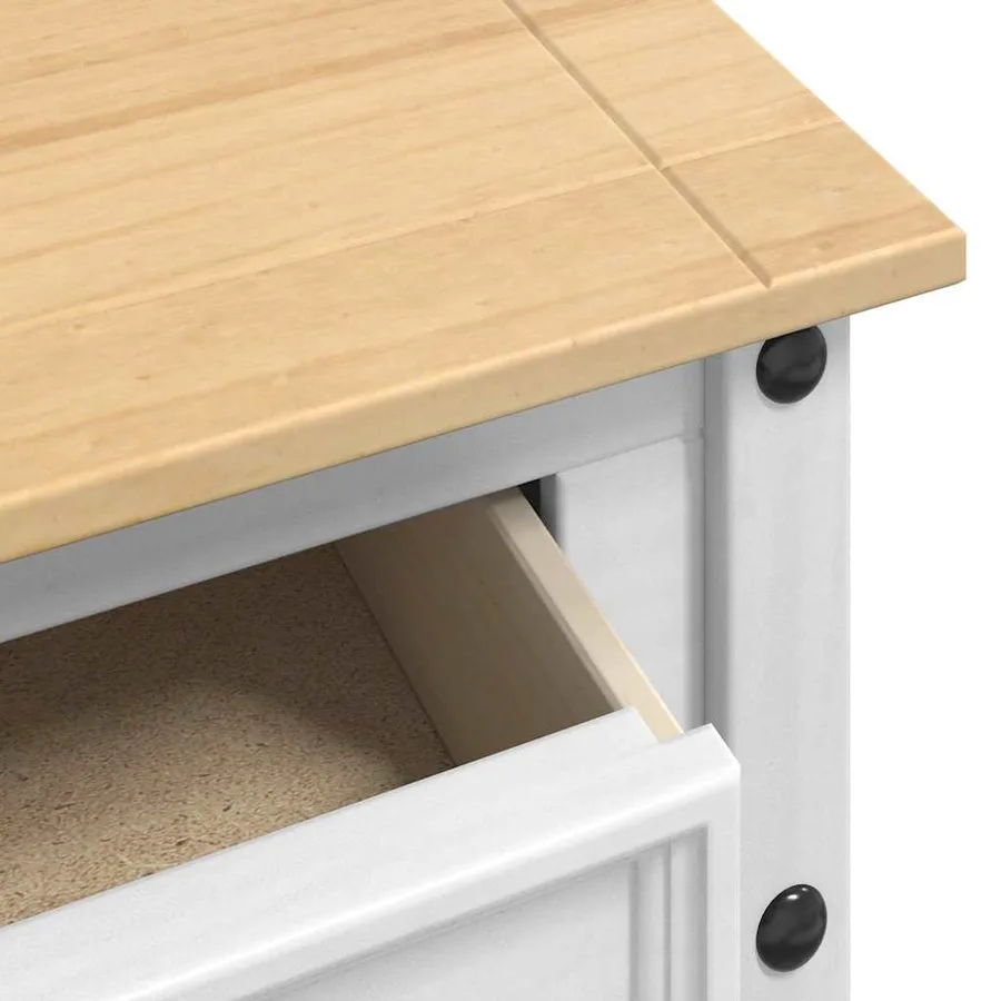 Table d'appoint Corona Blanc 115 x 46 x 73 cm Pin massif - 7