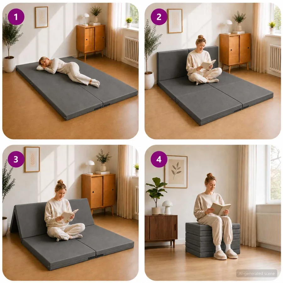 Canapé-lit pliable 140 x 67 x 45 cm Gris foncé - 9