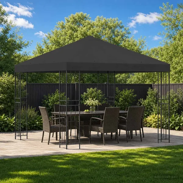 Pavillon 3 x 3 m Anthracite Polyester et Acier 190 gsm