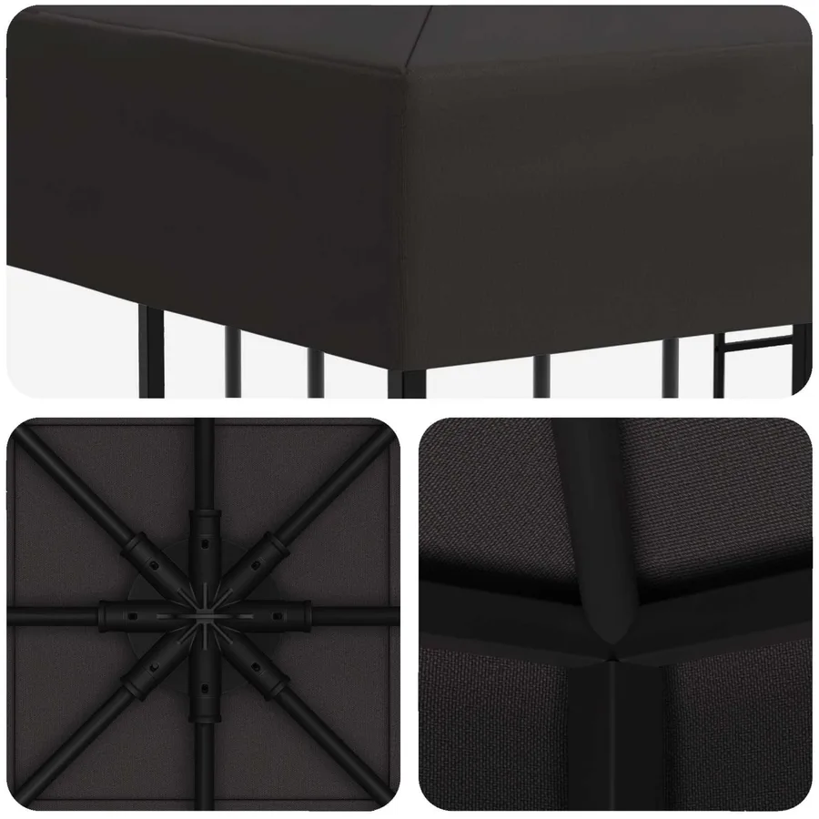 Pavillon 3 x 3 m Anthracite Polyester et Acier 190 gsm - 5
