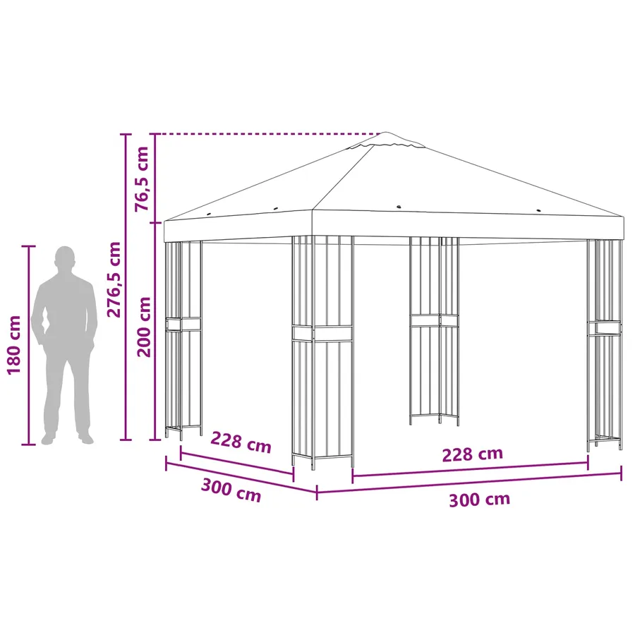 Pavillon 3 x 3 m Anthracite Polyester et Acier 190 gsm - 7
