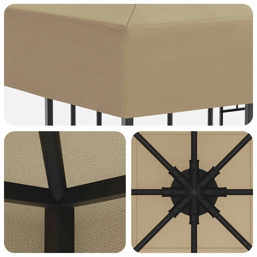 Pavillon 3 x 3 m Beige Polyester et Acier 190 gsm - 5