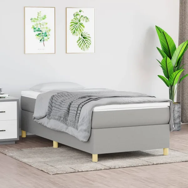 Sommier à lattes de lit avec matelas Gris clair 100x200cm Tissu
