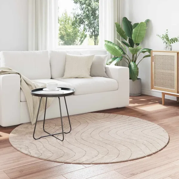 Tapis de surface Rond PALMERAS Beige Ø 200 CM Polyester