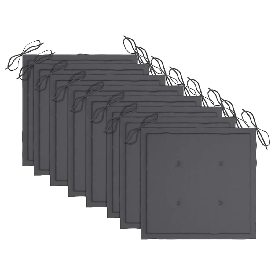 Chaises de jardin lot de 8 avec coussins anthracite Bois teck - 5