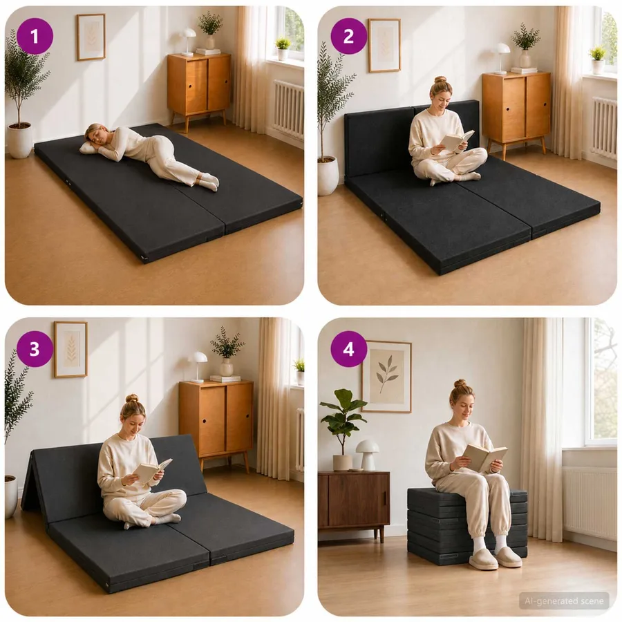 Canapé-lit pliable 140 x 67 x 45 cm Gris foncé - 9