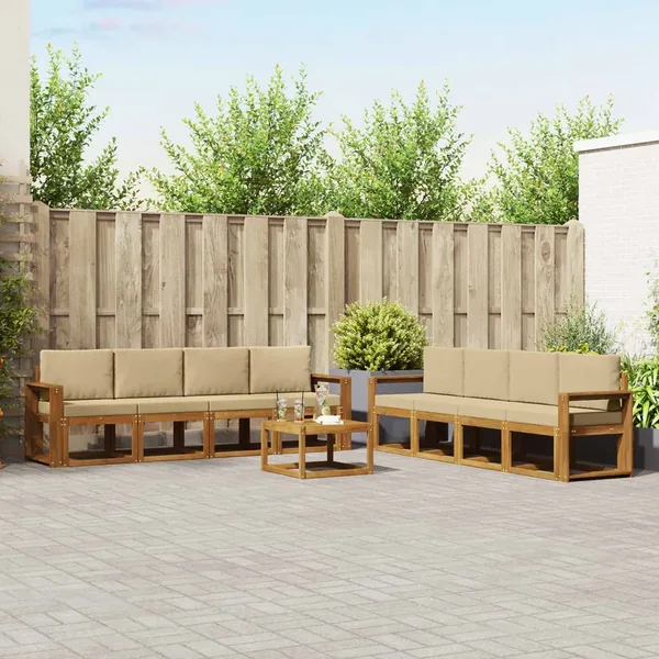 Ensemble de canapés d'extérieur 9 pcs Naturel et Beige