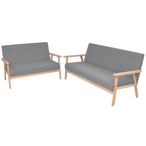 Ensemble de canapés 2 pcs Tissu Gris clair