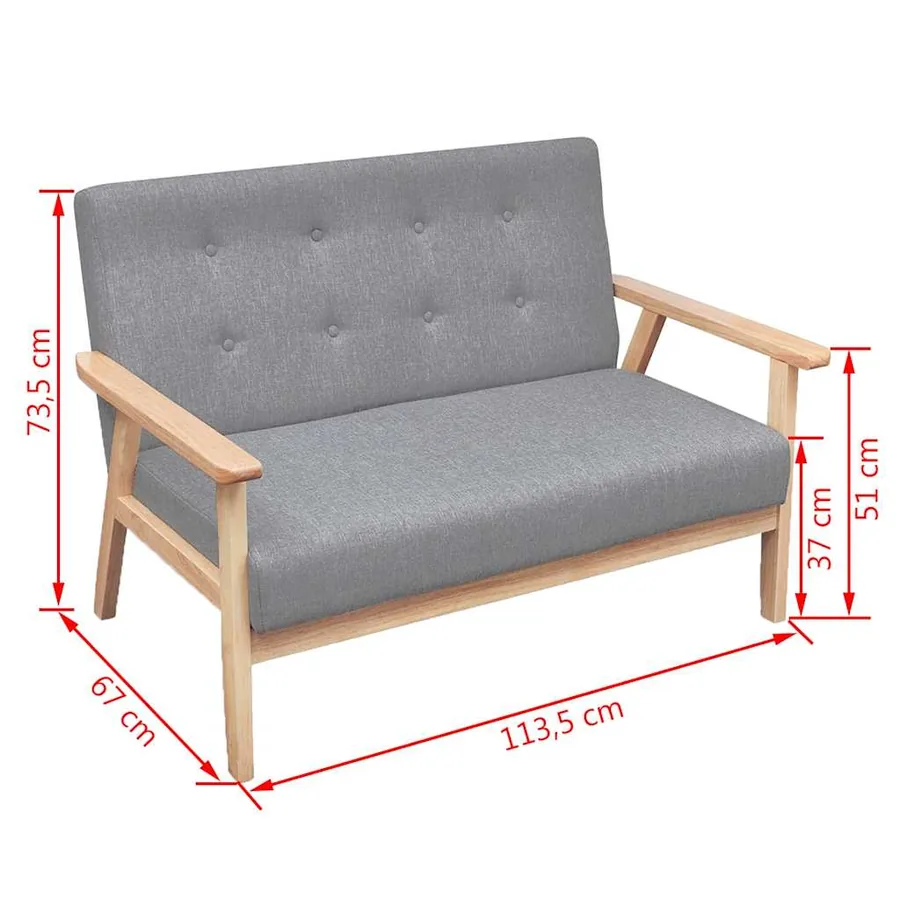 Ensemble de canapés 2 pcs Tissu Gris clair - 10